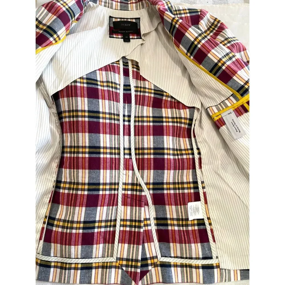 J. Crew Regent Blazer classic plaid red preppy business office accademia women00